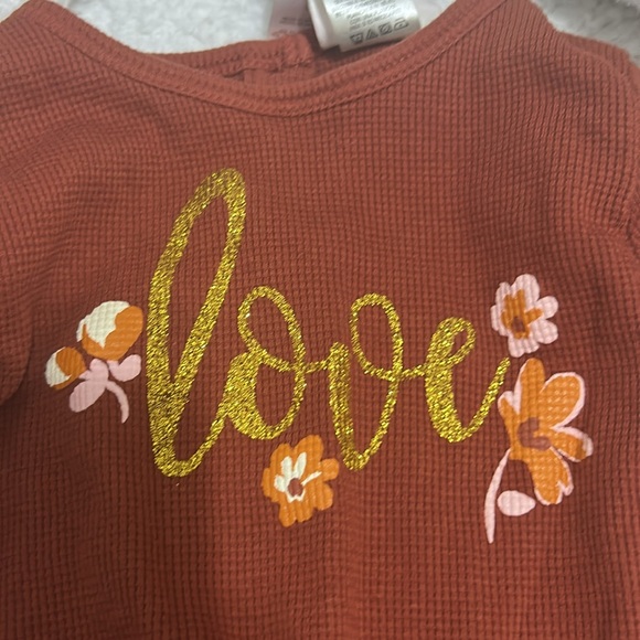 Girls 3T set waffle thermal love shirt long sleeve fleece warm cozy jacket coat - Picture 3 of 6